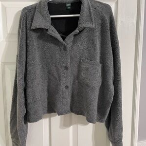 Wild Fable Cropped Gray Teddy Jacket Cozy Style